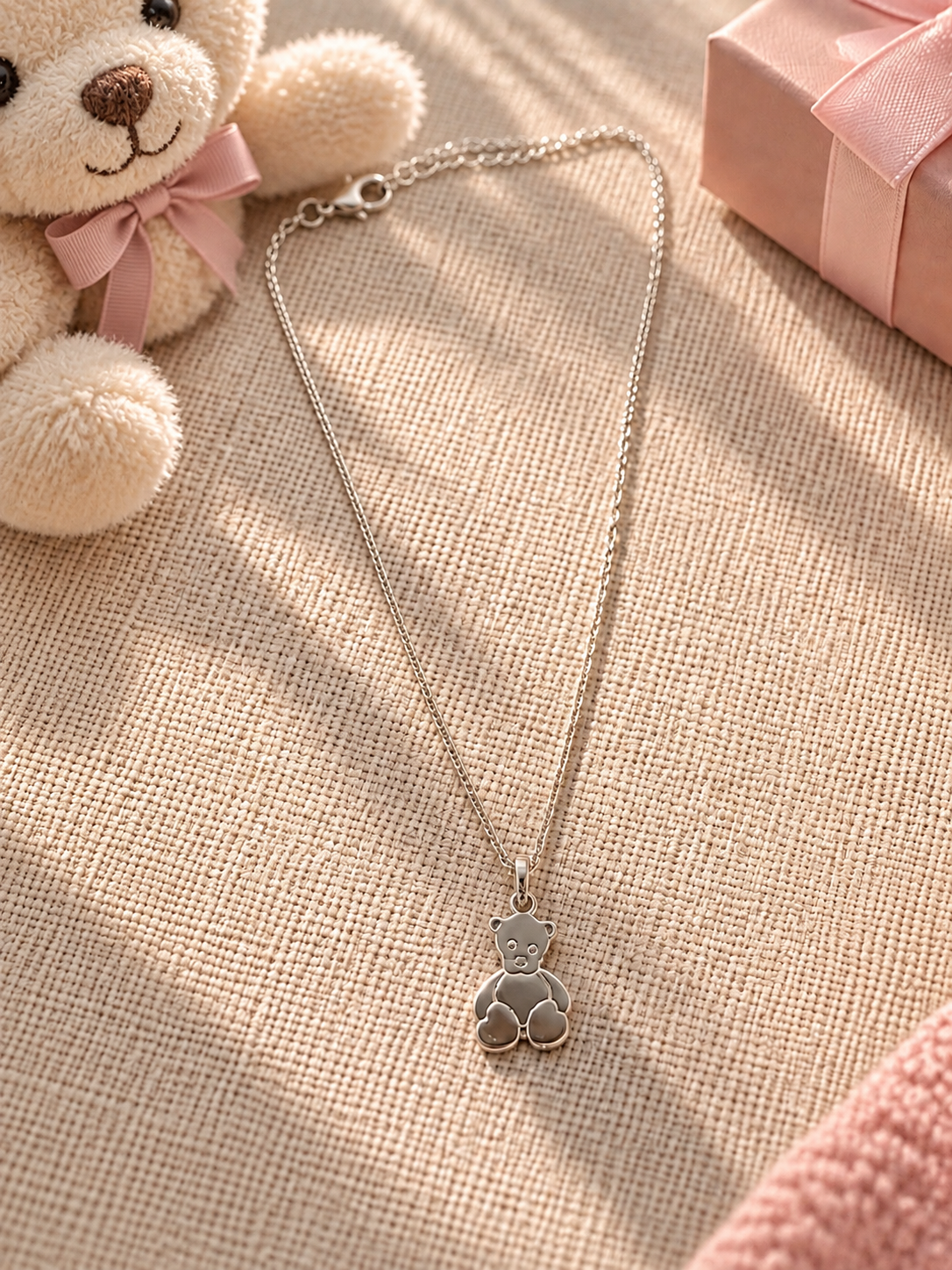 Ankerkette mit Teddy Anhängern 925 Sterling Silber