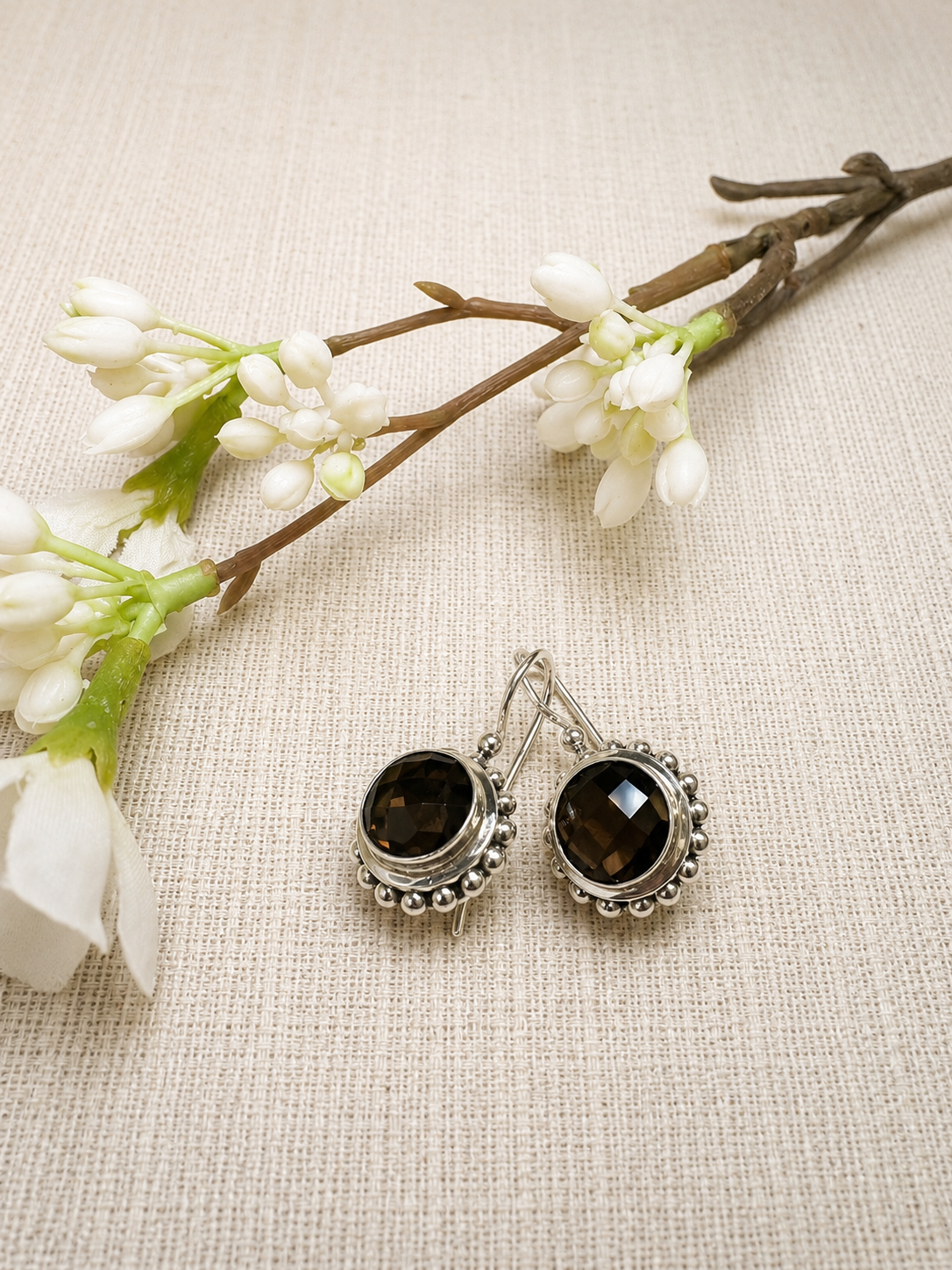 Ohrhänger mit Rauchquarz aus 925 Sterling Silber