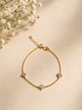 Zirkonia-Armband mit Blüten  925er Silber, gelb vergoldet