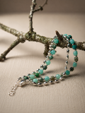 Naturstein Würfel Armband mit Navettekette versilbert