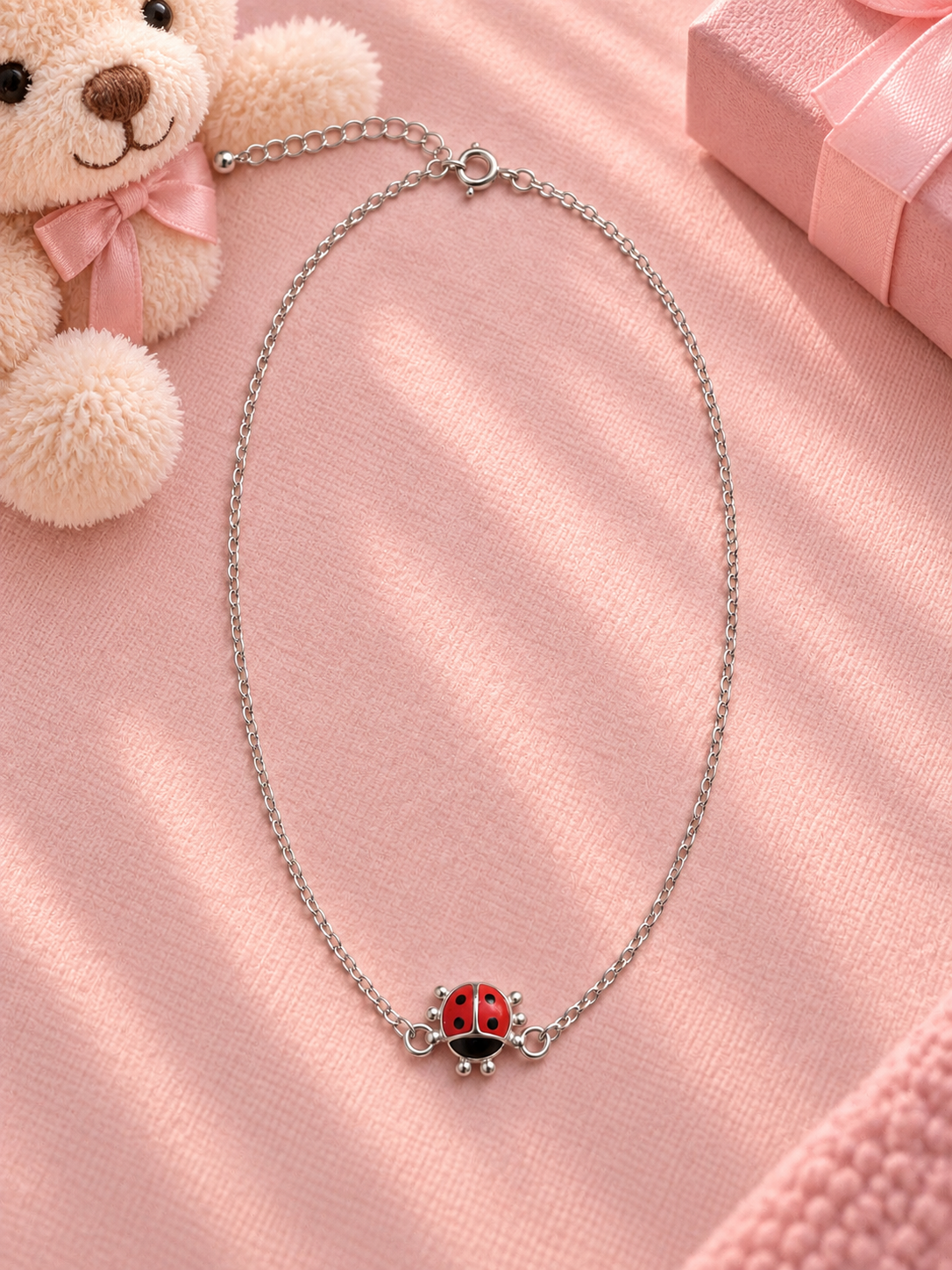 Halskette mit Marienkäfer für Kinder 925 Sterling Silber
