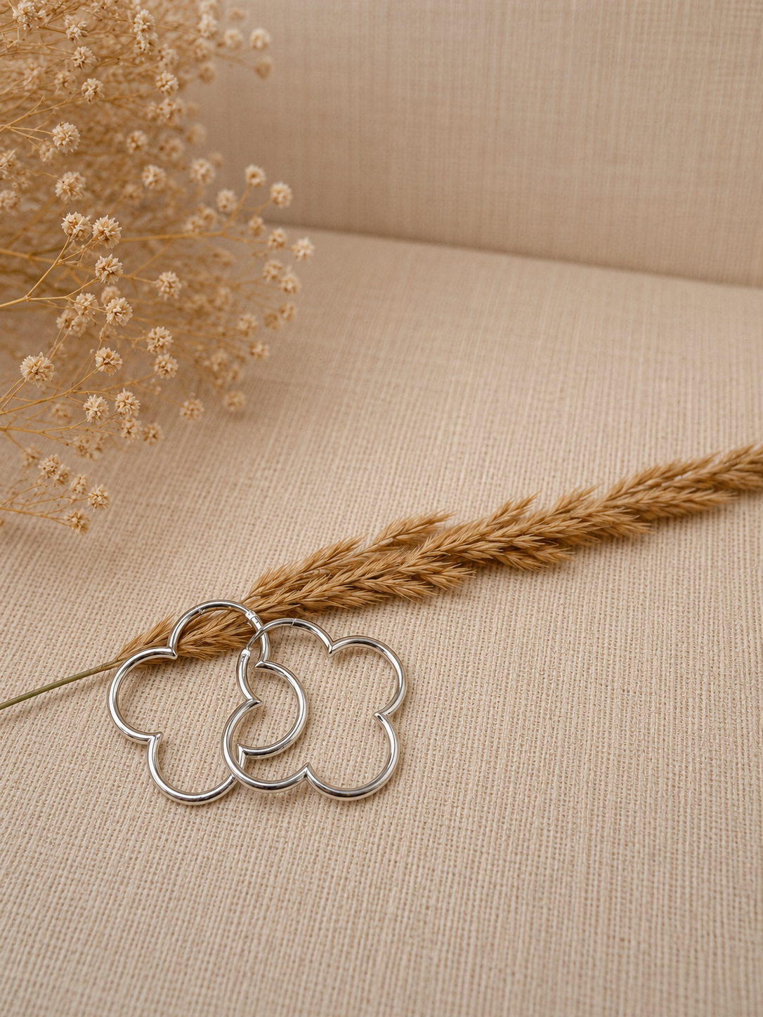 Blumen Creolen aus 925 Sterling Silber klein