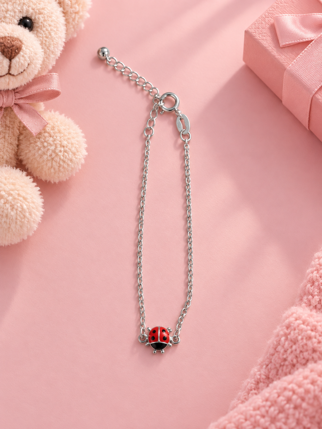 Kinderarmband mit Marienkäfer 925 Sterling Silber