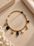 Edelstahl Armkette mit Onyx